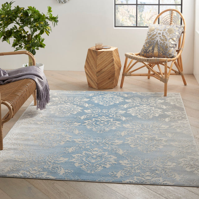 Nourison Elation Etn03 Ivory Blue Rugs - Nourison - 99446839909