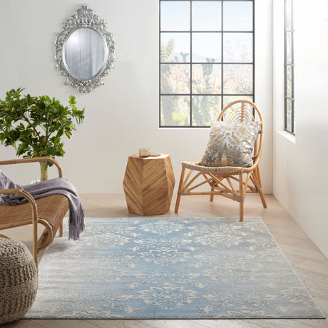 Nourison Elation Etn03 Ivory Blue Rugs - Nourison - 99446839916