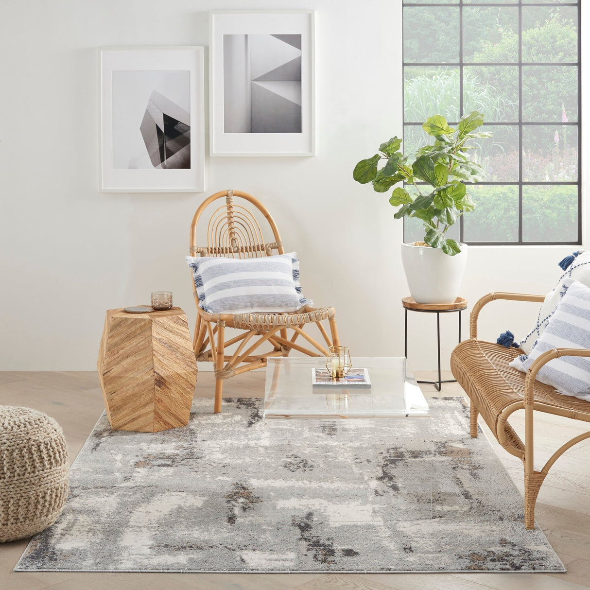 Nourison Elation Etn06 Grey Ivory Rugs - Nourison - 99446840530