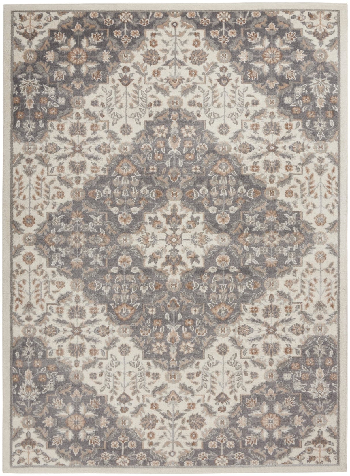 Nourison Elation Etn08 Ivory Grey Rugs - Nourison - 99446840738