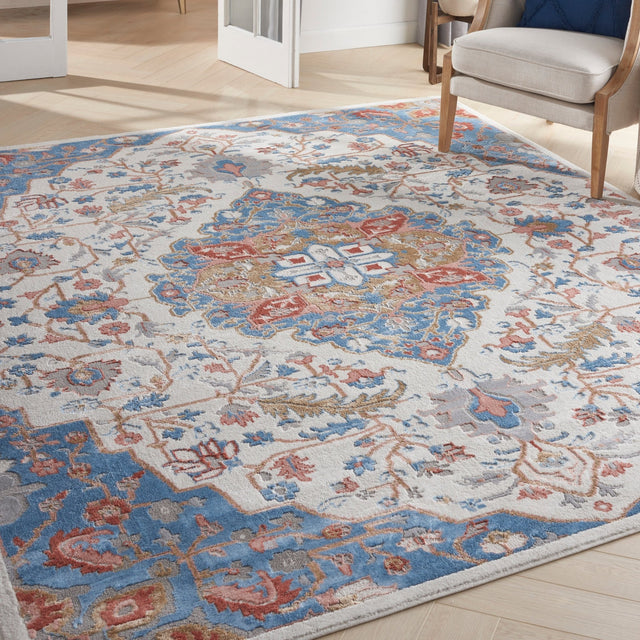 Nourison Elation Etn09 Ivory Blue Rugs - Nourison - 99446840899