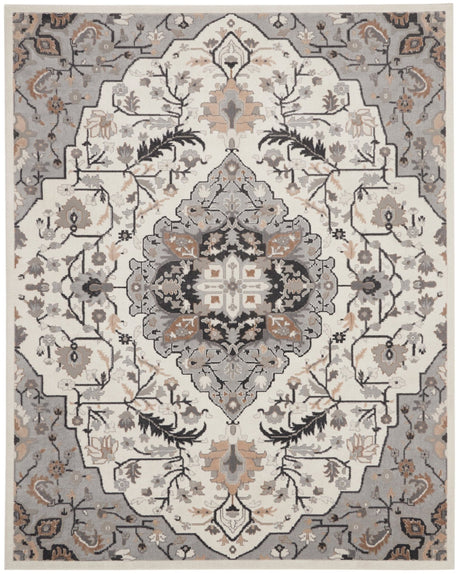 Nourison Elation Etn09 Ivory Grey Rugs - Nourison - 99446841131