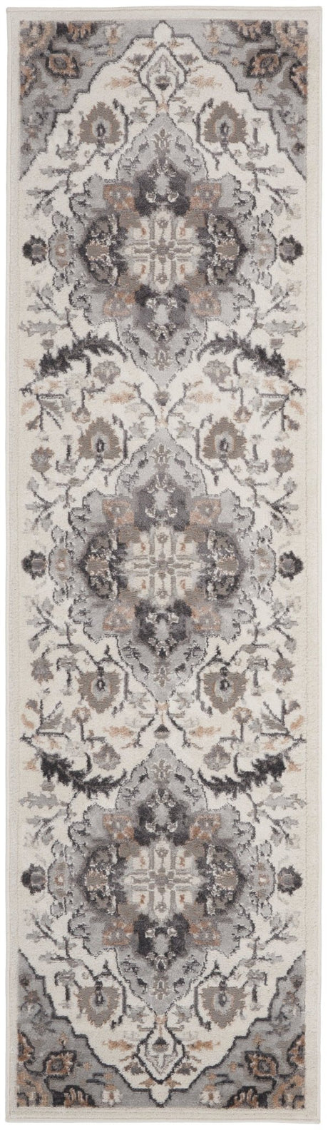 Nourison Elation Etn09 Ivory Grey Rugs - Nourison - 99446841148