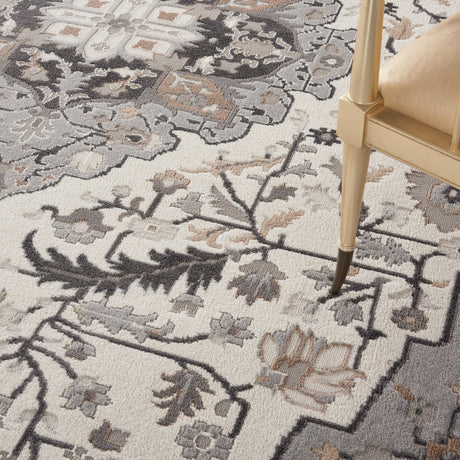 Nourison Elation Etn09 Ivory Grey Rugs - Nourison - 99446841148