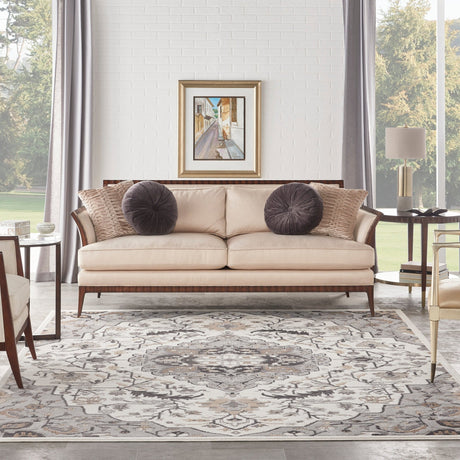 Nourison Elation Etn09 Ivory Grey Rugs - Nourison - 99446841148