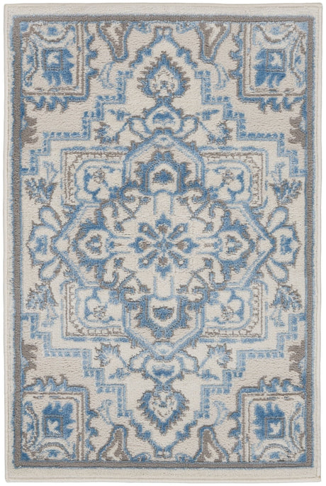 Nourison Elation Etn10 Ivory Blue Rugs - Nourison - 99446840981