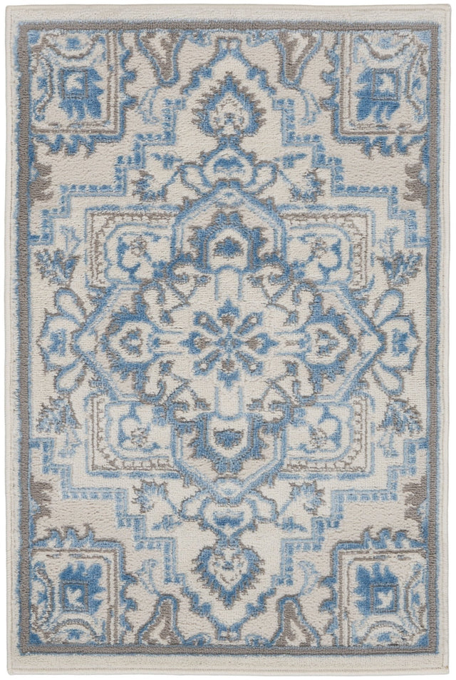 Nourison Elation Etn10 Ivory Blue Rugs - Nourison - 99446840981