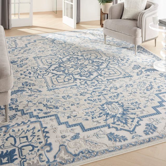 Nourison Elation Etn10 Ivory Blue Rugs - Nourison - 99446840981