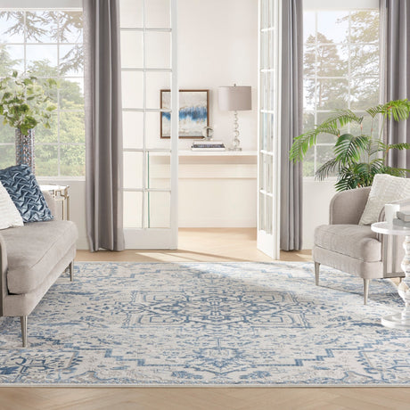 Nourison Elation Etn10 Ivory Blue Rugs - Nourison - 99446840998