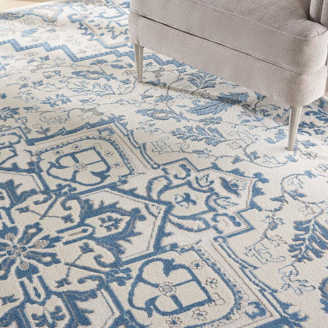 Nourison Elation Etn10 Ivory Blue Rugs - Nourison - 99446840998