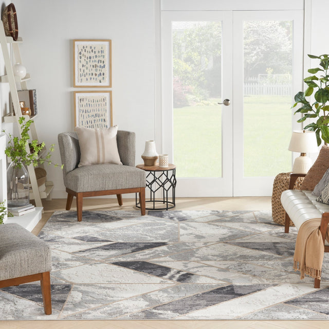 Nourison Elation Etn11 Ivory/Grey Rug - Nourison - 99446028358