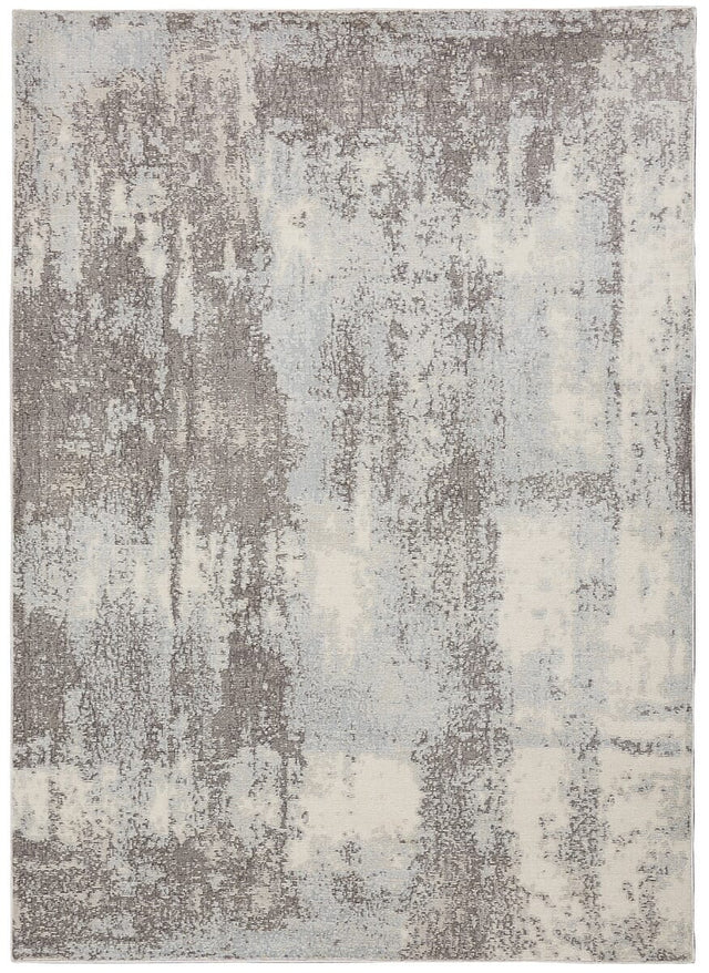 Nourison Etchings Etc02 Grey / Light Blue Rugs - Nourison - 99446718273