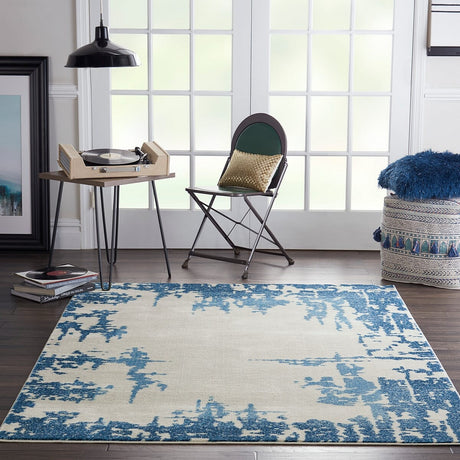 Nourison Etchings Etc04 Ivory / Blue Rugs - Nourison - 99446718464