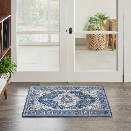 Nourison Fulton Ful10 Navy Ivory Rug - Nourison - 99446899965