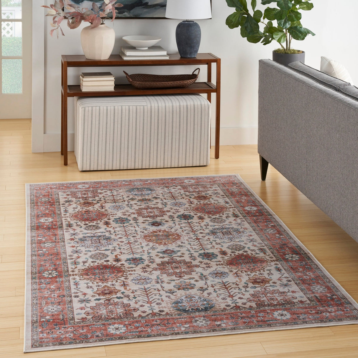 Nourison Fulton Ful12 Beige Multicolor Rug - Nourison - 99446900012