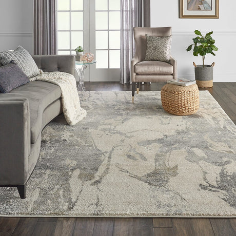 Nourison Fusion Fss16 Cream Grey Rugs - Nourison - 99446488336