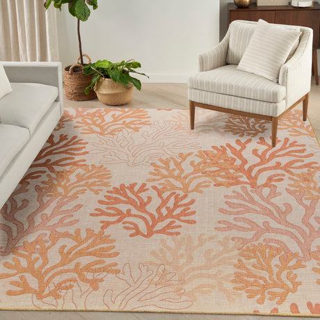 Nourison Garden Oasis Goa05 Coral Rug - Nourison - 99446959898