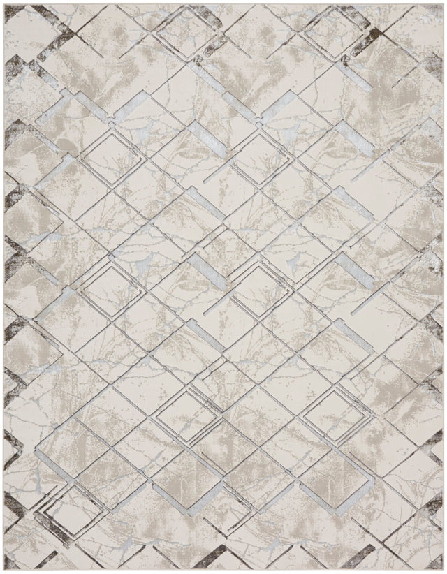 Nourison Glitz Glz02 Ivory/Grey Rug - Nourison - 99446133724