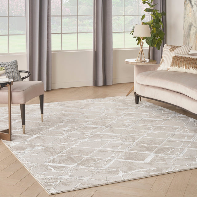 Nourison Glitz Glz02 Ivory/Grey Rug - Nourison - 99446133724