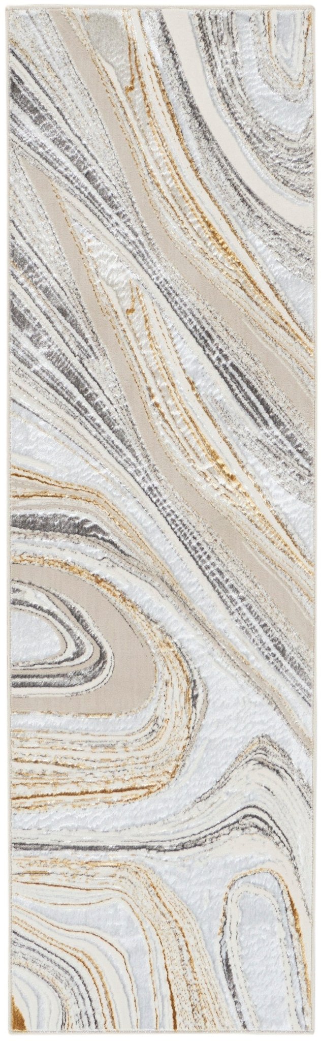 Nourison Glitz Glz21 Grey Gold Rug - Nourison - 99446951137