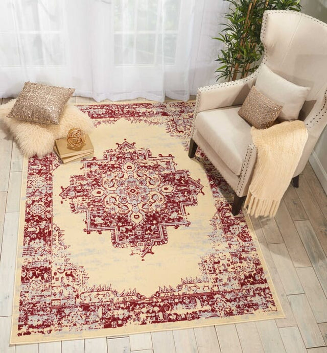 Nourison Grafix Grf14 Cream Red Rugs - Nourison - 99446809834