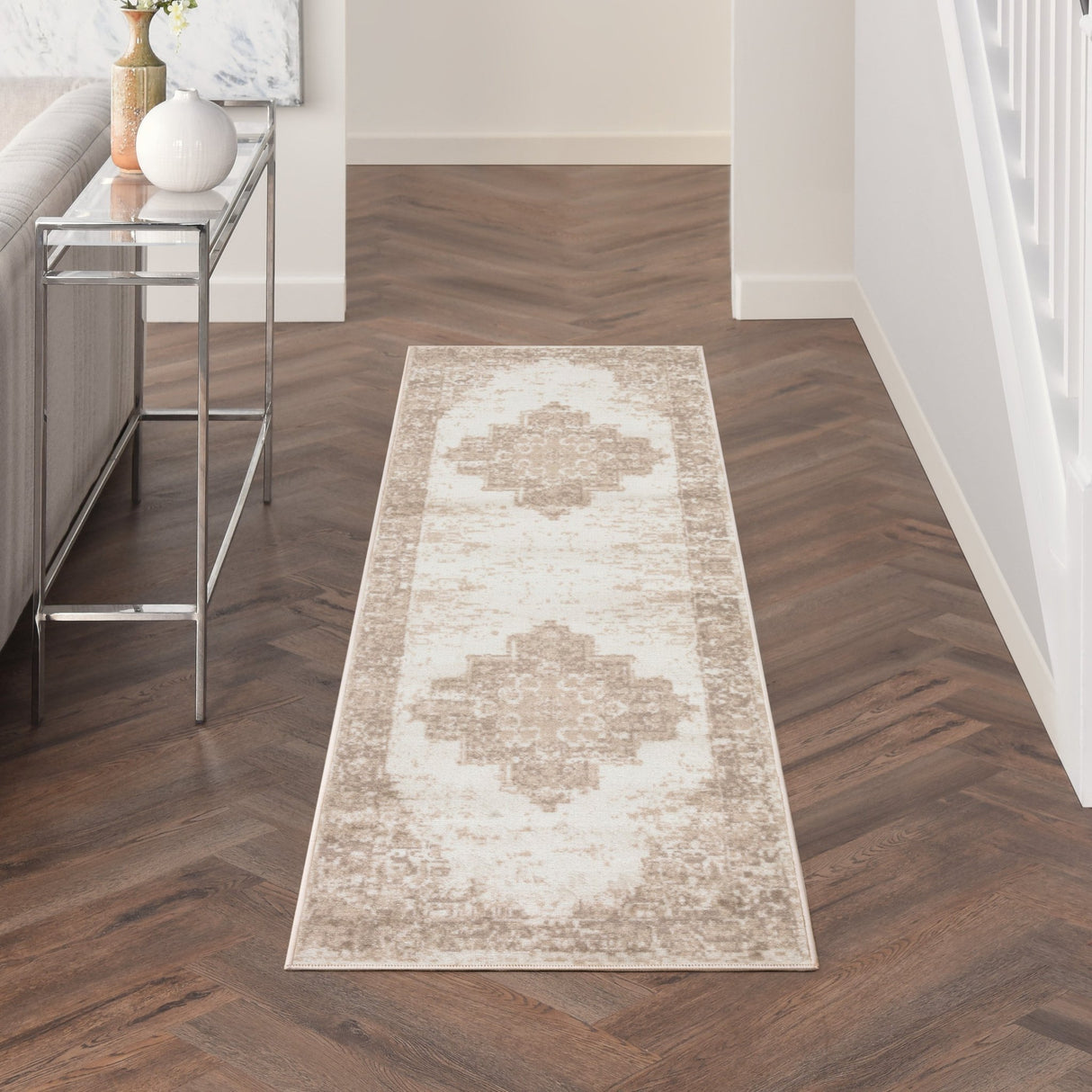 Nourison Grafix Grf14 Ivory Beige Rug - Nourison - 99446935748