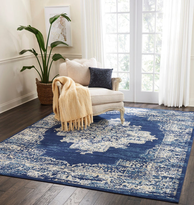 Nourison Grafix Grf14 Navy Blue Rug - Nourison - 99446115614