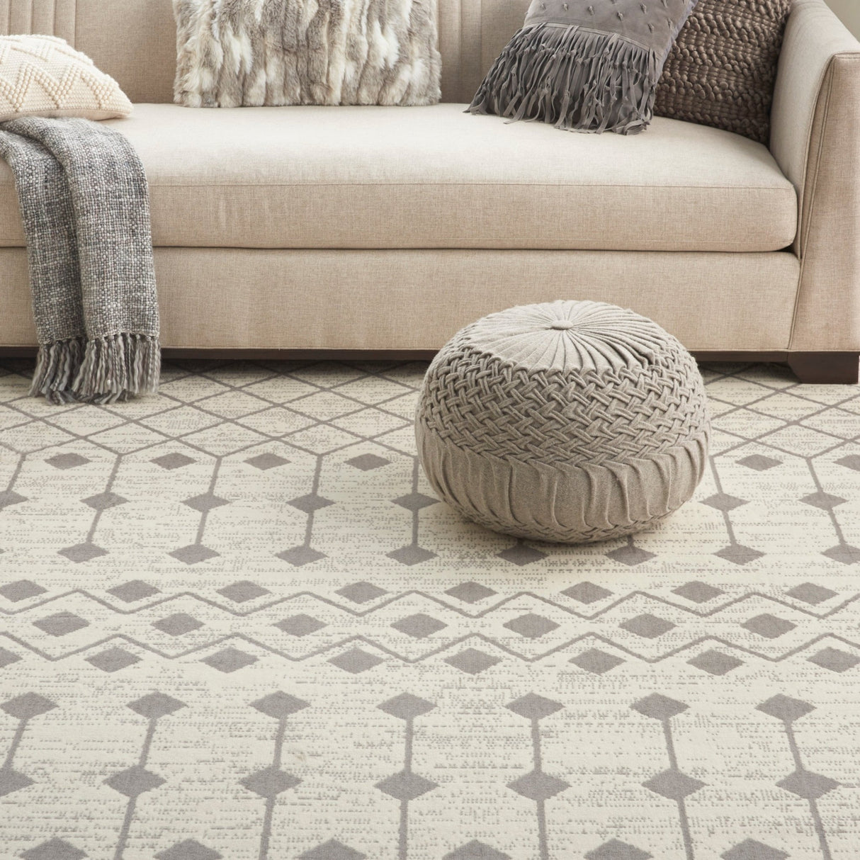 Nourison Grafix Grf37 Ivory/Grey Rugs - Nourison - 99446753175