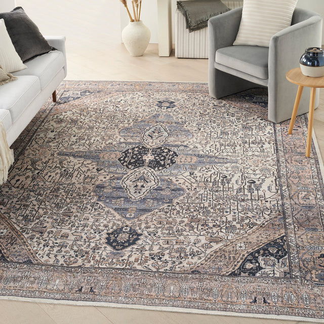 Nourison Grand Washables Grw05 Ivory Blue Rug - Nourison - 99446110428