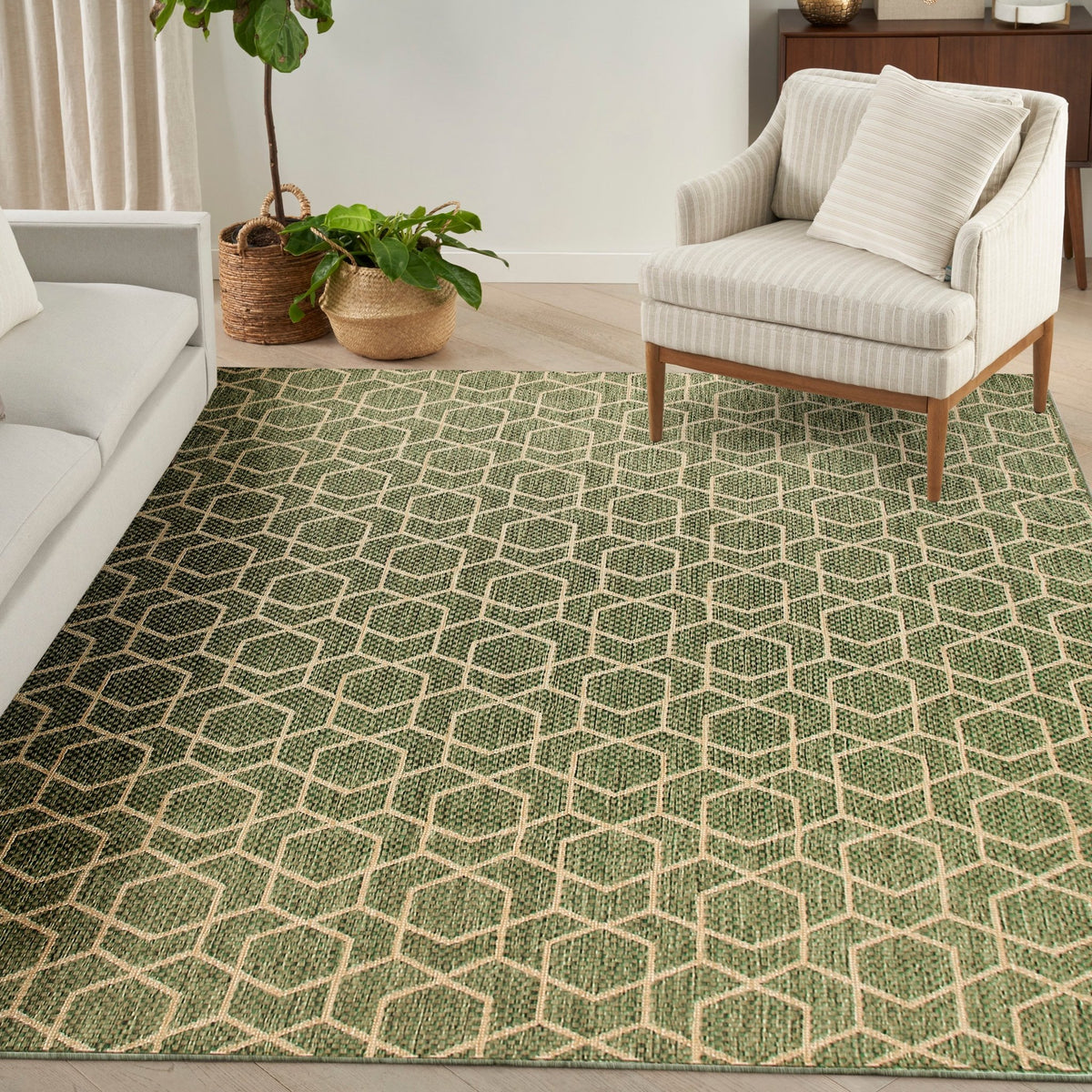 Nourison Horizon Indoor/Outdoor HOZ01 Green Contemporary Area Rugs