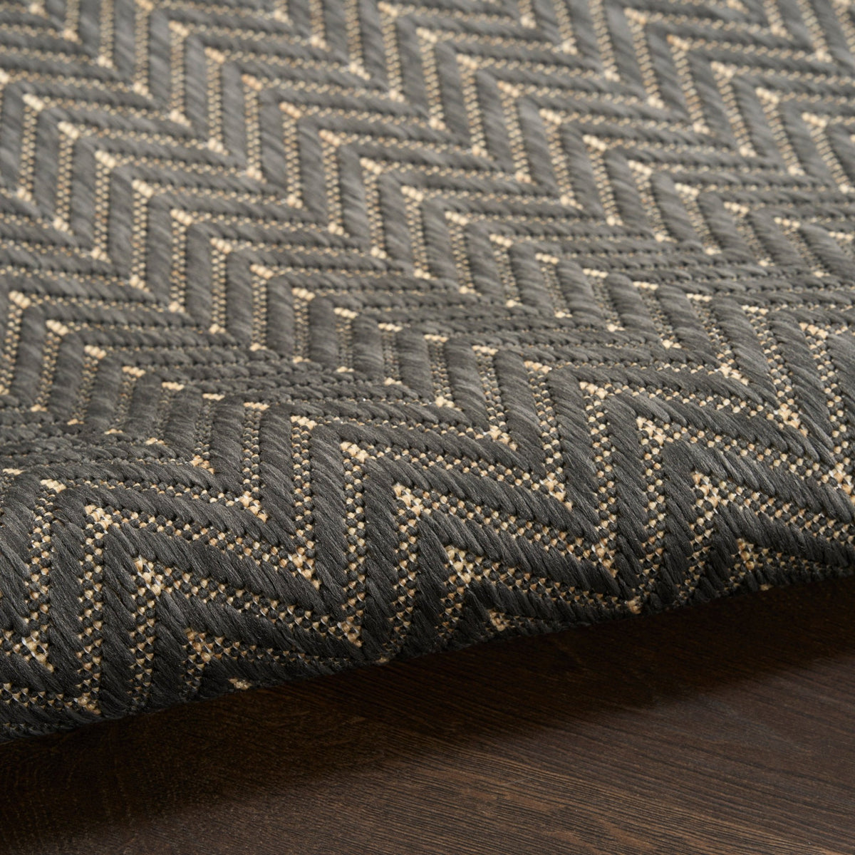 Nourison Horizon Indoor/Outdoor HOZ02 Charcoal Contemporary Area Rugs - 841491127667