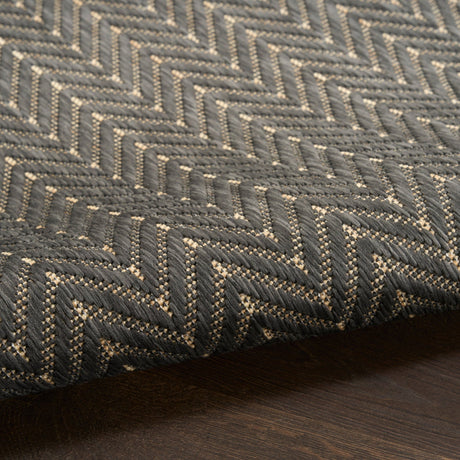 Nourison Horizon Indoor/Outdoor HOZ02 Charcoal Contemporary Area Rugs - 841491127667