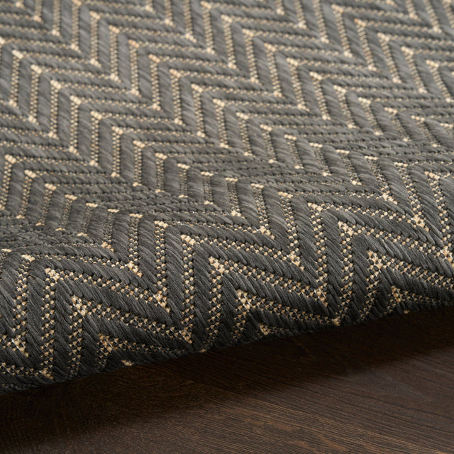 Nourison Horizon Indoor/Outdoor HOZ02 Charcoal Contemporary Area Rugs - 841491127667