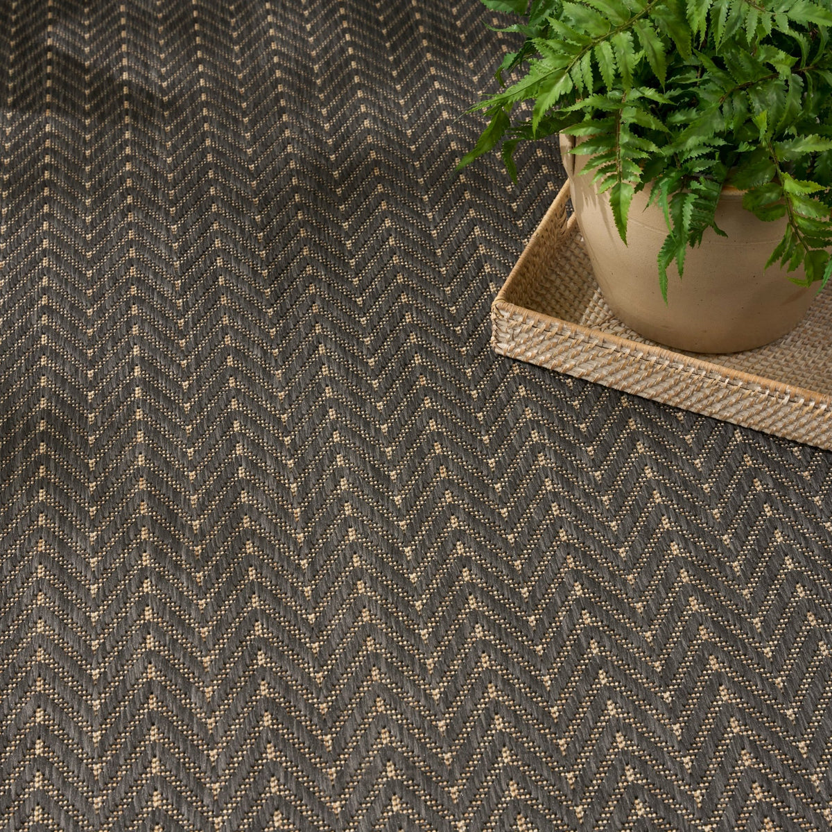 Nourison Horizon Indoor/Outdoor HOZ02 Charcoal Contemporary Area Rugs