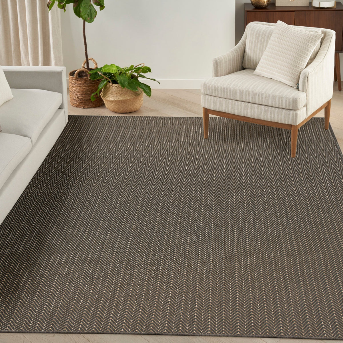 Nourison Horizon Indoor/Outdoor HOZ02 Charcoal Contemporary Area Rugs
