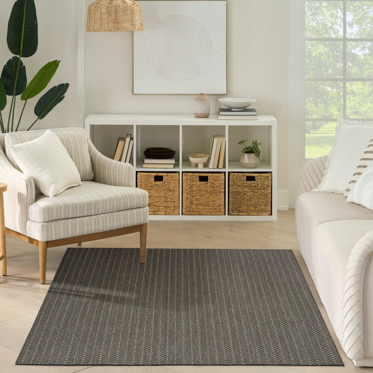 Nourison Horizon Indoor/Outdoor HOZ02 Charcoal Contemporary Area Rugs