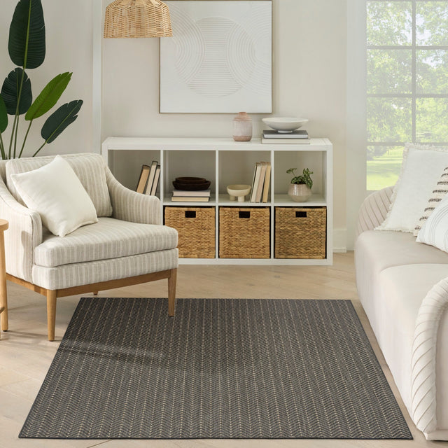 Nourison Horizon Indoor/Outdoor HOZ02 Charcoal Contemporary Area Rugs