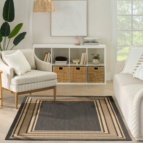 Nourison Horizon Indoor/Outdoor HOZ03 Charcoal Contemporary Area Rugs