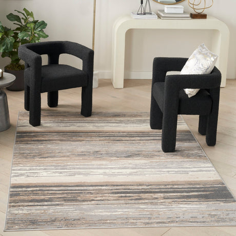 Nourison Jubilant Jub04 Grey Beige Rug - Nourison - 99446906663