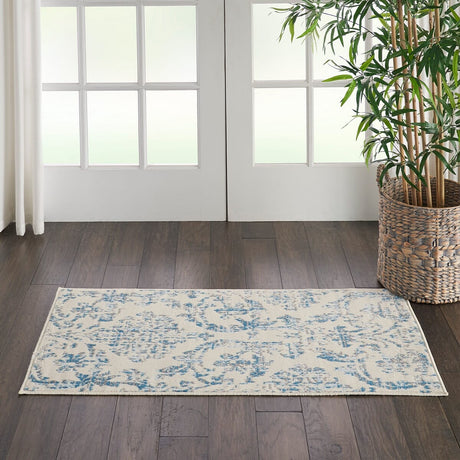 Nourison Jubilant Jub09 Ivory / Blue Rugs - Nourison - 99446478733