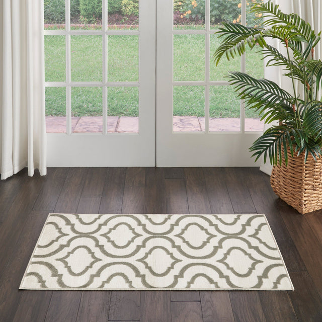 Nourison Jubilant Jub19 Ivory Green Rug - Nourison - 99446935502