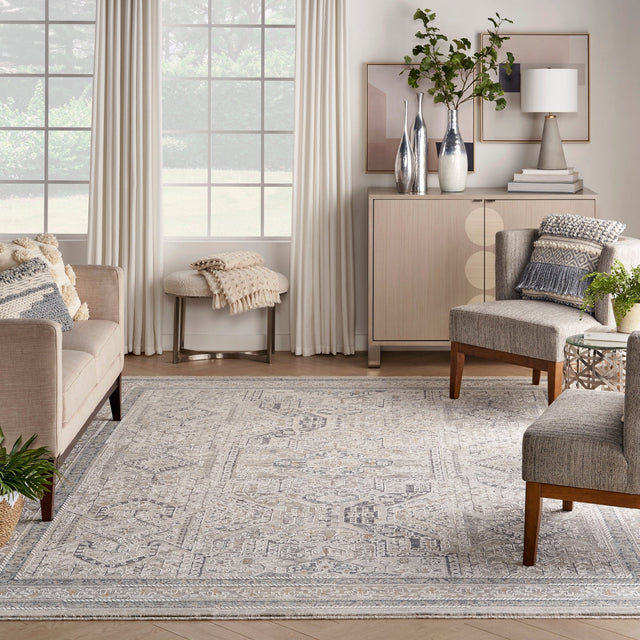 Nourison Lynx Lnx01 Ivory/Grey/Blue Rug - Nourison - 99446082190