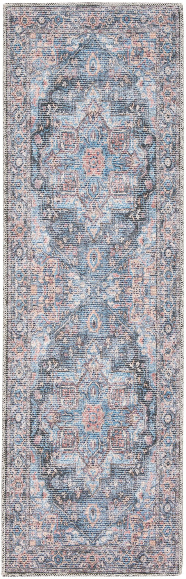 Nourison Machine Washable Nicole Curtis Series 1 Sr101 Light Blue Multi Rug - Nourison - 99446871923