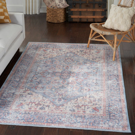 Nourison Machine Washable Nicole Curtis Series 1 Sr104 Blue/Multi Rug - Nourison - 99446887580