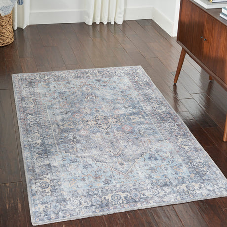 Nourison Machine Washable Nicole Curtis Series 1 Sr104 Light Grey/Blue Rug - Nourison - 99446887603