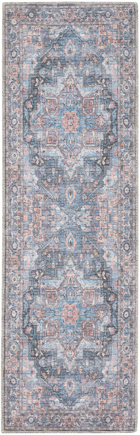 Nourison Machine Washable Series 1 X Nicole Curtis Sr101 Light Blue Multi Rug - Nourison - 99446127778