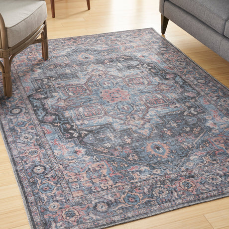 Nourison Machine Washable Series 1 X Nicole Curtis Sr101 Light Blue Multi Rug - Nourison - 99446164599