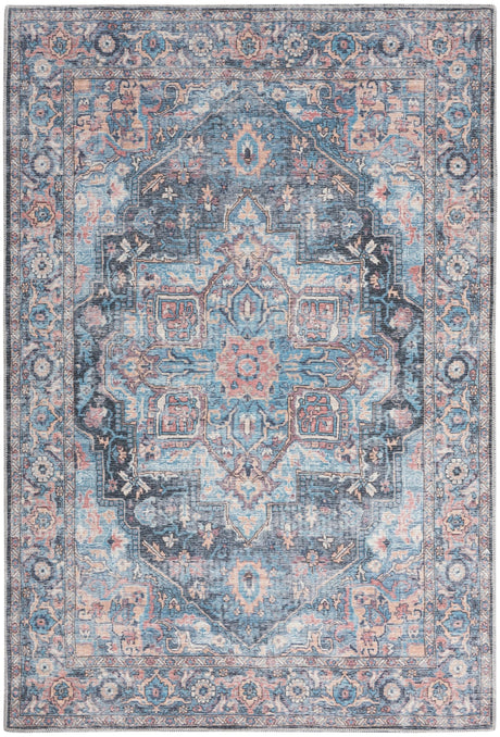 Nourison Machine Washable Series 1 X Nicole Curtis Sr101 Light Blue Multi Rug - Nourison - 99446164599