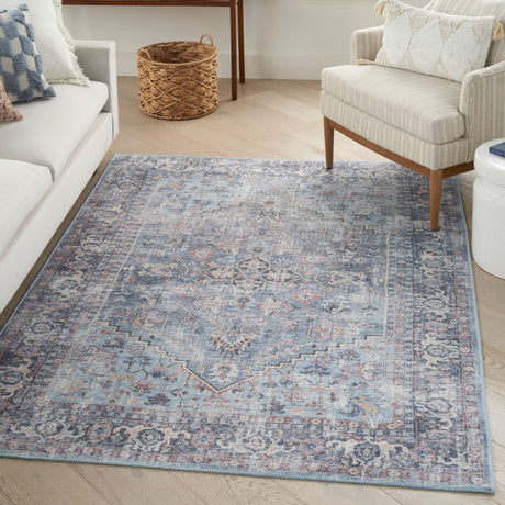 Nourison Machine Washable Series 1 X Nicole Curtis Sr104 Light Grey/Blue Rug - Nourison - 99446164704