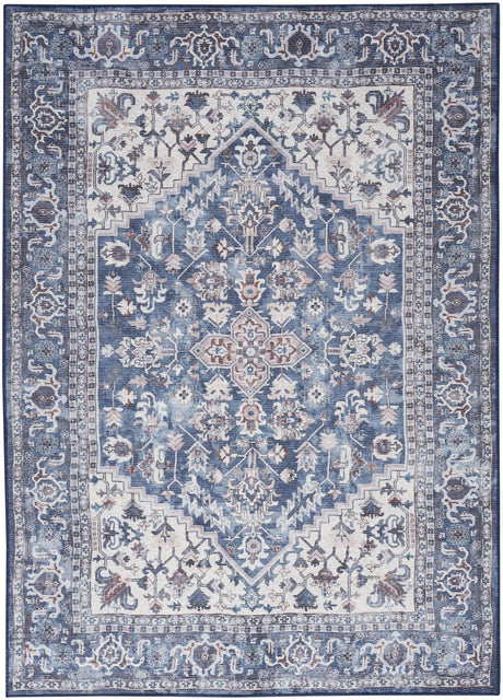 Nourison Machine Washable Series 1 X Nicole Curtis Sr104 Navy Ivory Rug - Nourison - 99446927682